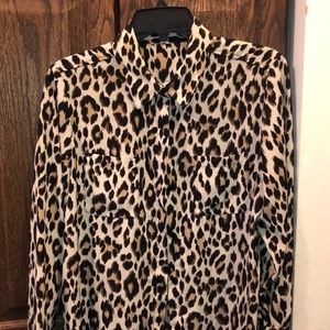 Chico’s Leopard print button down blouse